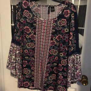 Floral Blouse with Bell Sleeves